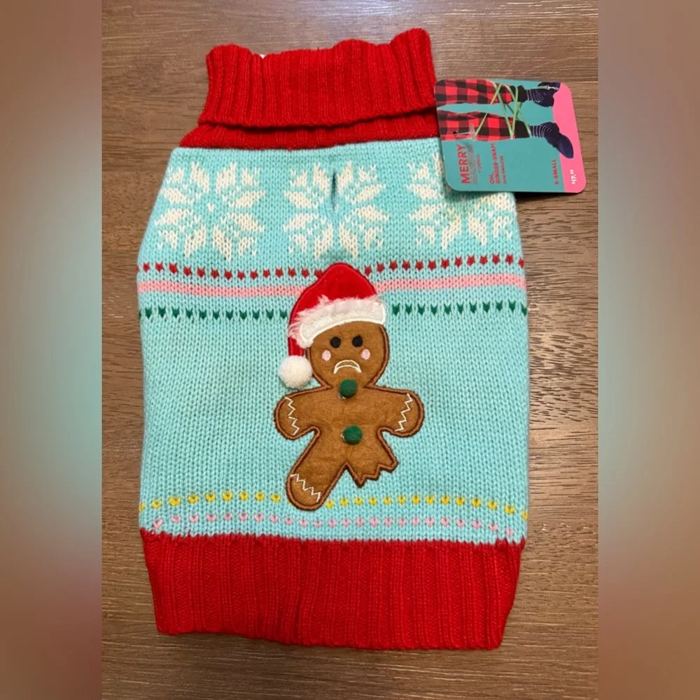 Merry Makings Gingerbread Man Dog Sweater Size XS NWT